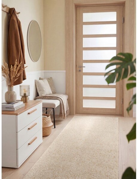 Kremno bel pralen tekač 80x240 cm Rocco Cream – Elle Decoration
