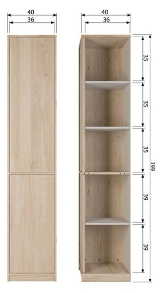 Modularna omarica v hrastovem dekorju v naravni barvi 40x199 cm Modulair – vtwonen