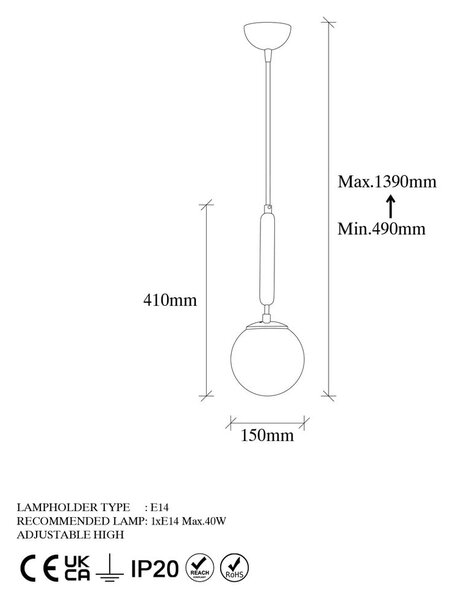 Viseča svetilka v zlati barvi s steklenim senčilom ø 15 cm King – Opviq lights