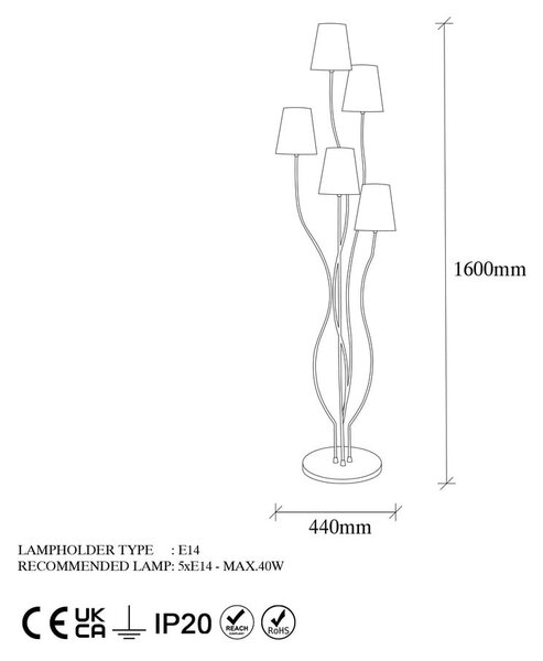 Stoječa svetilka s tekstilnim senčilom (višina 160 cm) Bonibos – Opviq lights