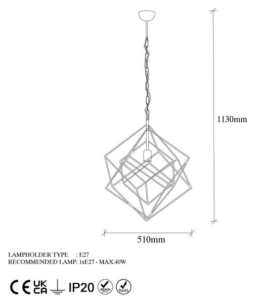 Črna viseča svetilka s kovinskim senčilom ø 51 cm Till – Opviq lights