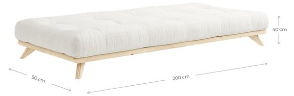 Postelja iz borovega lesa z letvenim dnom Karup Design Senza, 90 x 200 cm