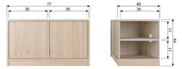 Modularna TV omarica v hrastovem dekorju v naravni barvi 77x44 cm Modulair – vtwonen