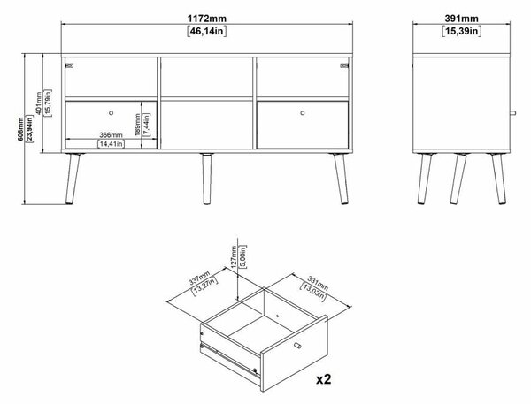 Antracitno siva TV omarica 117x61 cm Bodo – Tvilum