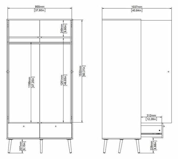 Bela garderobna omara 99x200 cm Bodo – Tvilum