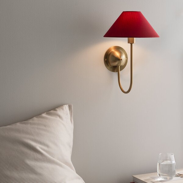 Globen Lighting stenska svetilka IRIS, bordo rdeča, višina 32 cm, Rdeča, Dnevna soba / jedilnica, Tkanine / tekstil, Skandinavski