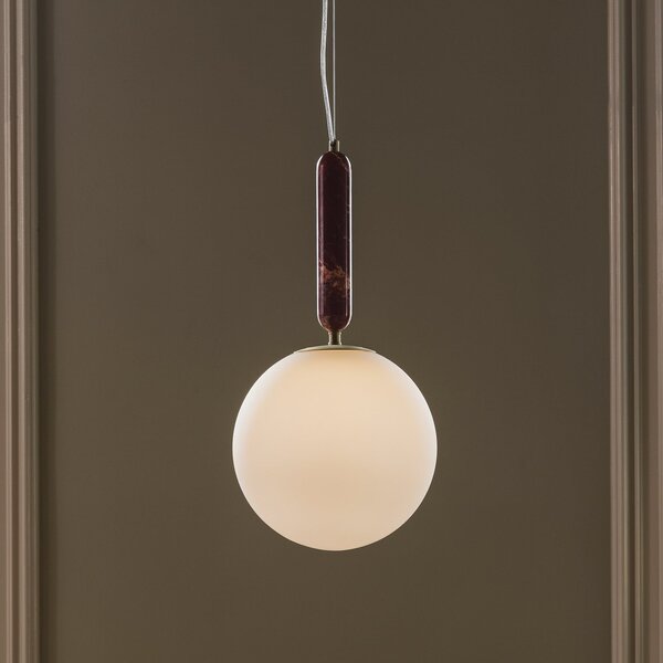 Globen Lighting viseča svetilka Torrano, rdeča, Ø 30 cm, marmor, zatemnjen, Rdeča, Dnevna soba / jedilnica, Marmor, Skandinavski