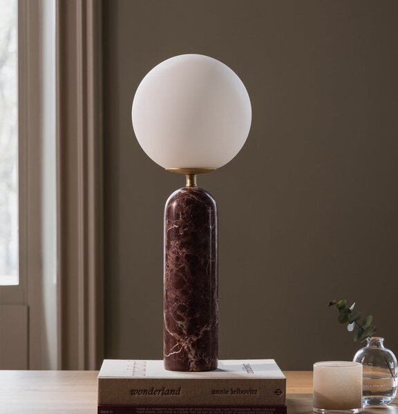Globen Lighting namizna svetilka Torrano, rdeča, višina 53 cm, marmor, Rdeča, Dnevna soba / jedilnica, Marmor, Skandinavski