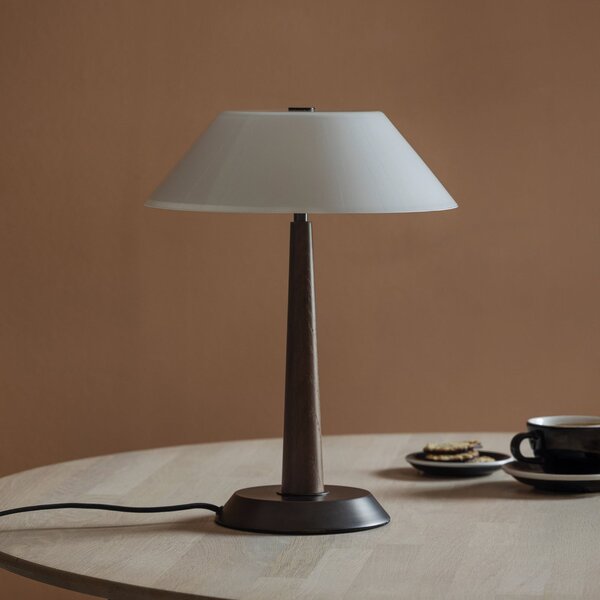 Globen Lighting Namizna svetilka Ligna, višina 39 cm, bela/bronasta/hrastova, Les, Dnevna soba / jedilnica, Kovina, Dizajn