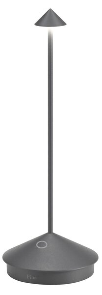 Zafferano Pina 3K LED namizna svetilka na baterije, temno siva, IP54, zatemnjen, Siva, Dnevna soba / jedilnica, Aluminij, Sodobni
