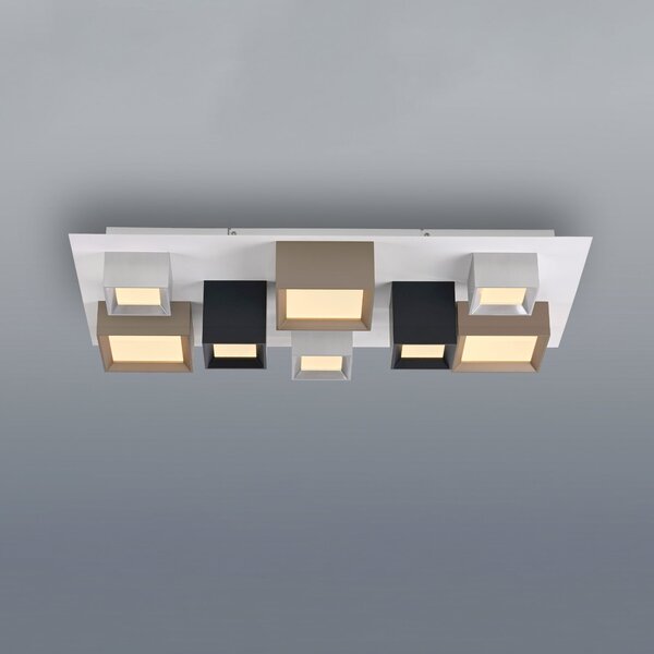 PURE LED-stropna svetilka Manhatten, večbarvna, 8-žarilna, CCT, zatemnjen, Večbarvna, Hodnik, Aluminij, Sodobni