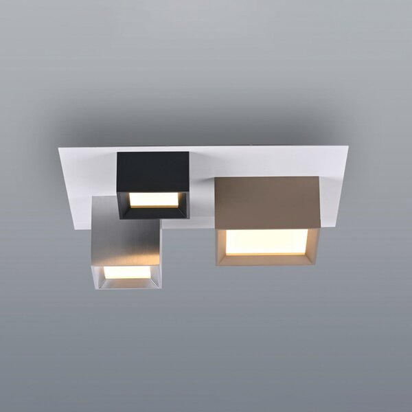 PURE LED-stropna svetilka Manhatten, večbarvna, 3-žarilna, CCT, zatemnjen, Večbarvna, Hodnik, Aluminij, Sodobni