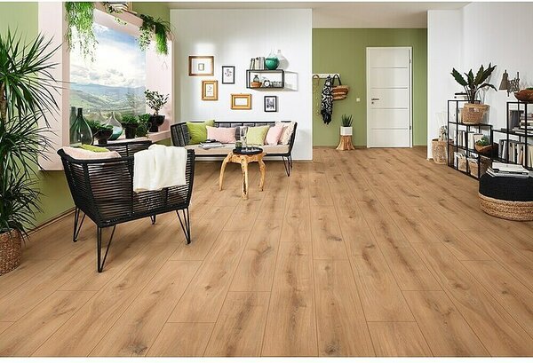 LOGOCLIC Edition Laminat Vinto Sunshine Hrast (Rustikalen videz, 1.288 x 245 x 8 mm) productname.garantie.plussign BAUHAUS garancija 20 let