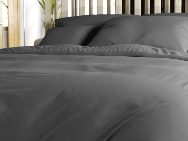 Bombažna posteljnina LUX temno siva hotelski žep Dimenzije posteljnine: 70 x 90 cm | 140 x 200 cm