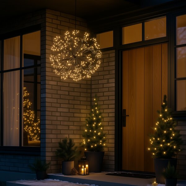 Božična viseča svetilka sfera črna 60 cm vklj. LED z časovnikom IP44 - Nobu