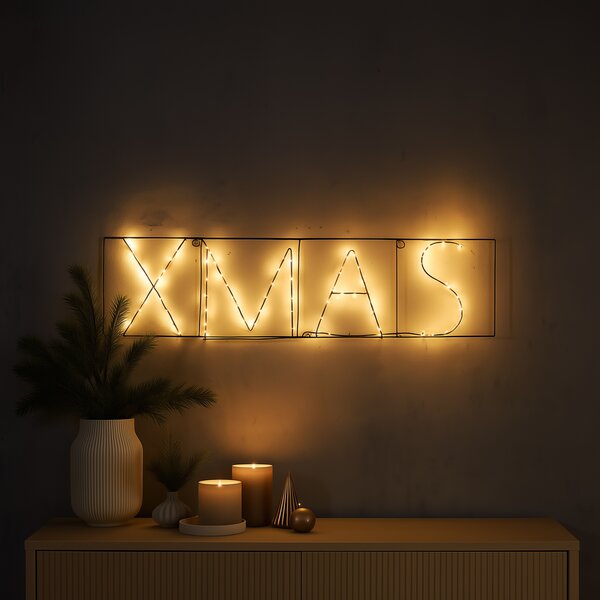 Božična stenska svetilka črna XMAS vklj. LED s časovnikom IP44 - Yoro