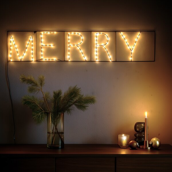 Božična stenska svetilka črna MERRY vklj. LED s časovnikom IP44 - Yoro