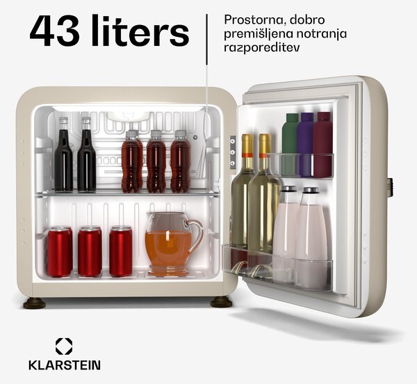 Klarstein Audrey Evo mini hladilnik, 43 l, retro dizajn, tihi, kompakten, 3 barve