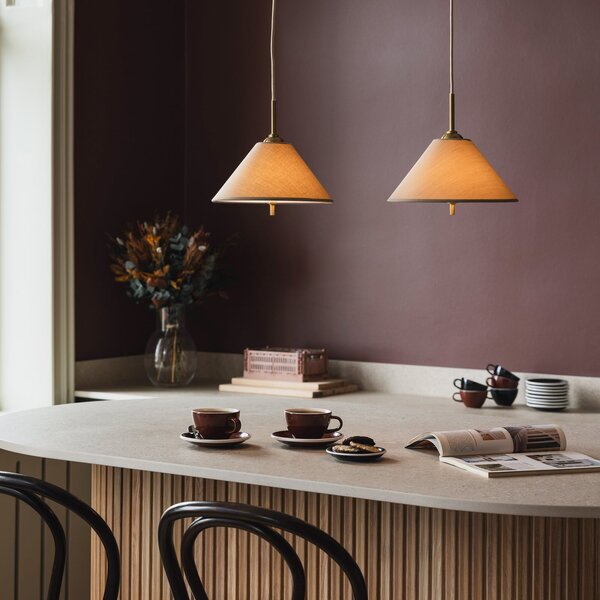 Globen Lighting viseča svetilka IRIS 25, mokka rjava, Ø 25 cm, zatemnjen, Rjava / rjasta, Dnevna soba / jedilnica, Tkanine / tekstil, Skandinavski