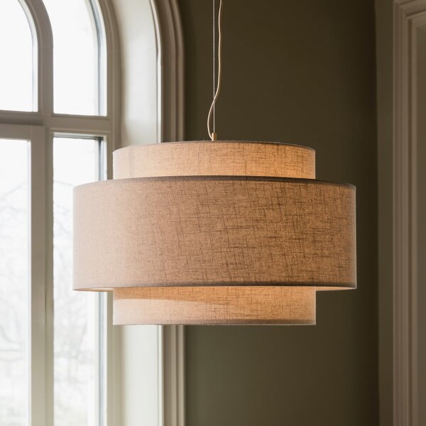 Globen Lighting viseča svetilka Noah Bouclé, Ø 70 cm, bež, zatemnjen, Bež, Dnevna soba / jedilnica, Tkanine / tekstil, Skandinavski