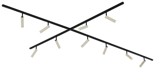 Modern railsysteem met 10 spots beige met zwart 1-fase - Slimline Uzzy