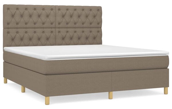 VidaXL Box spring postelja z vzmetnico taupe 160x200 cm blago