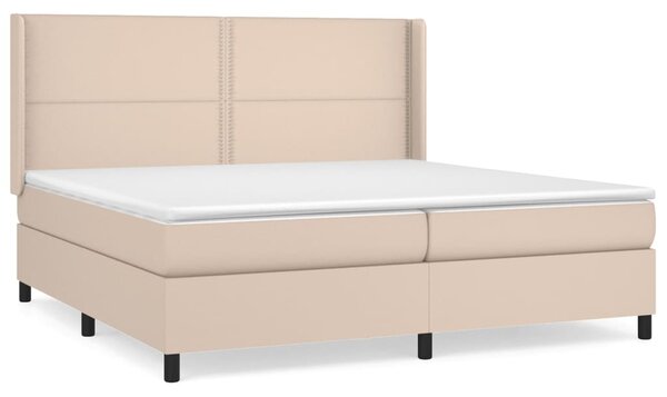 VidaXL Box spring postelja z vzmetnico kapučino 200x200 cm um. usnje