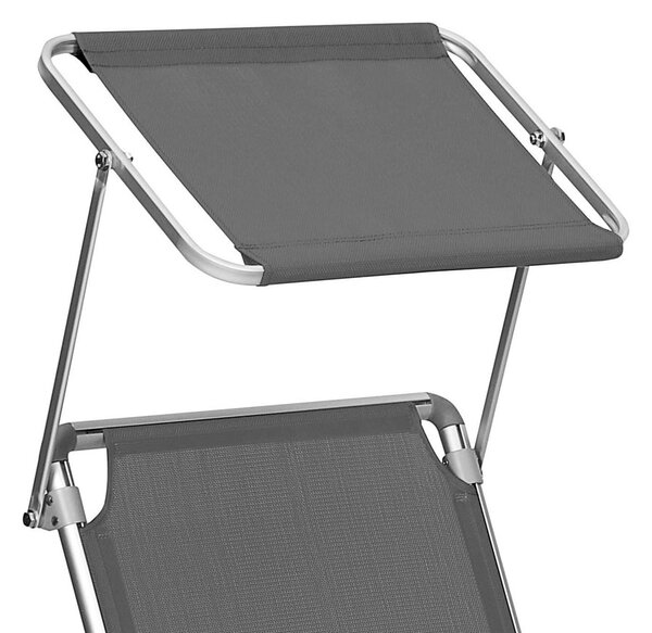 Vrtni ležalnik MALIBU z nastavljivo senco, 193x55x31cm, siv SongmicsHome