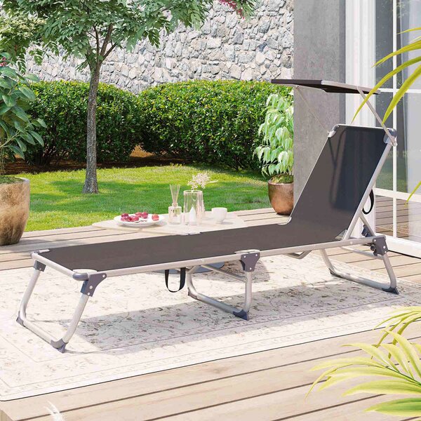 Vrtni ležalnik MALIBU z nastavljivo senco, 193x55x31cm, siv SongmicsHome
