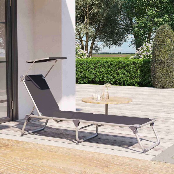 Vrtni ležalnik MALIBU z nastavljivo senco, 193x55x31cm, siv SongmicsHome