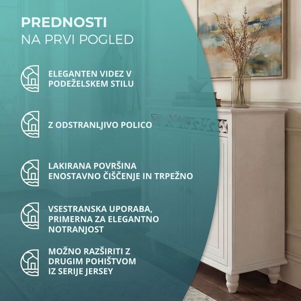Komoda JERSEY, 76x65x35cm, bela Casaria