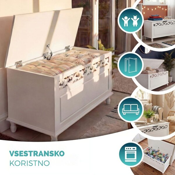 Lesena skrinja JERSEY, 80x40x48cm, bela Casaria