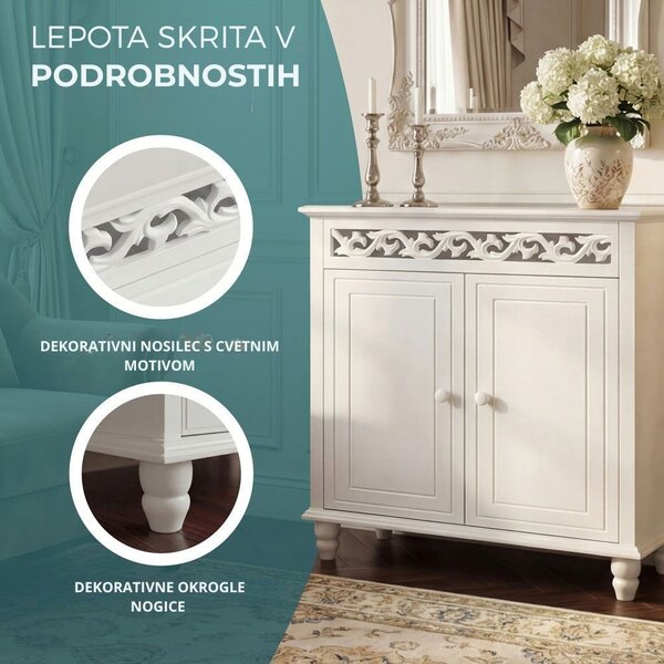 Komoda JERSEY, 76x65x35cm, bela Casaria