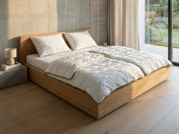Celoletna prešita odeja 140x200 cm s povštrom STELLA ALOE VERA 70x90 cm, bela
