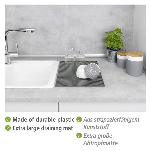 Siva gumijasta odcejalna podloga 40x30 cm Maxi – Wenko