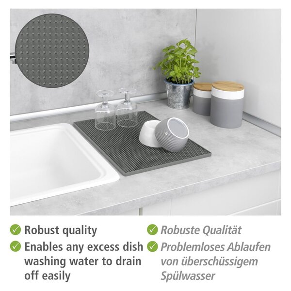 Siva gumijasta odcejalna podloga 40x30 cm Maxi – Wenko