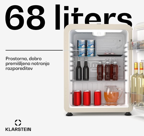 Klarstein Audrey Evo mini hladilnik, 68 l, retro dizajn, tihi, kompakten, 3 barve