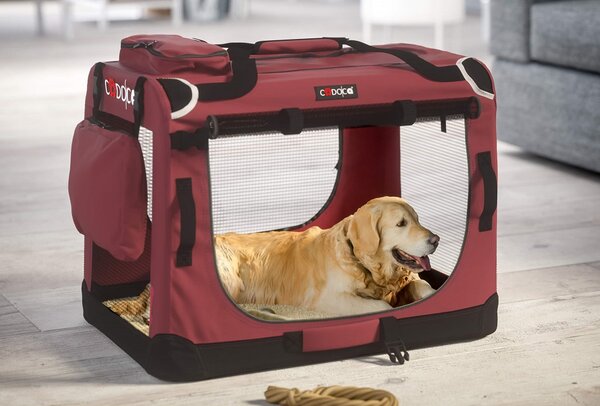 Transportna torba za pse in mačke ELI, 60x42x42cm, temno rdeča Cadoca