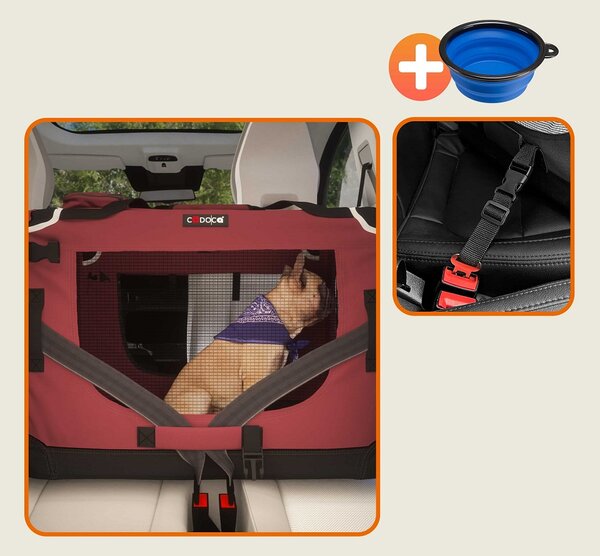 Transportna torba za pse in mačke ELI, 60x42x42cm, temno rdeča Cadoca
