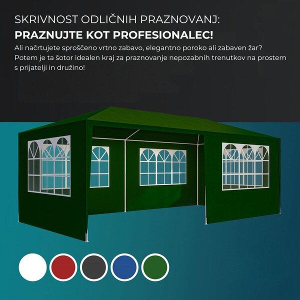 Paviljon za zabave NEAPOL, 3x6m, zelen Jurhan