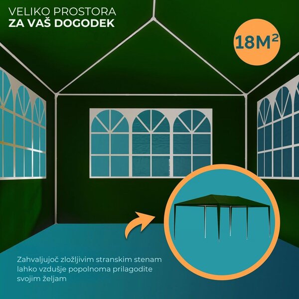 Paviljon za zabave NEAPOL, 3x6m, zelen Jurhan