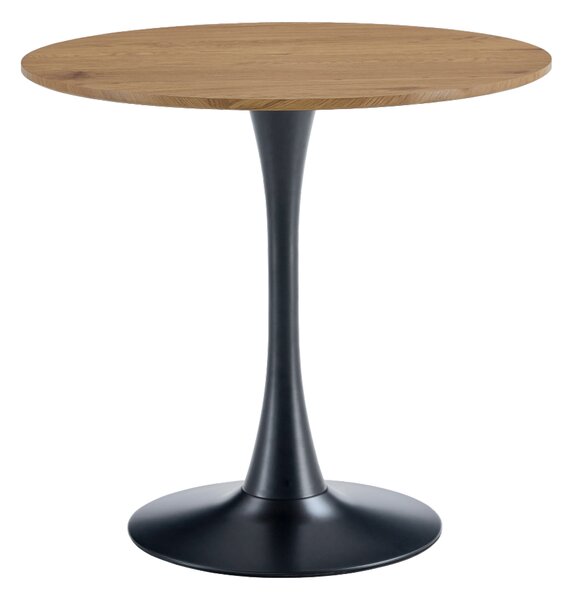 KONDELA Jedilna miza, hrast/črna, premer 80 cm, REVENTON NOVO