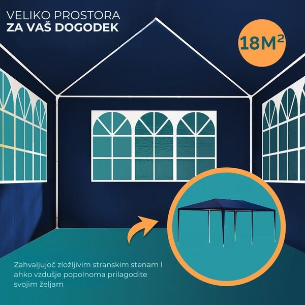 Paviljon za zabave NEAPOL, 3x6m, moder Jurhan