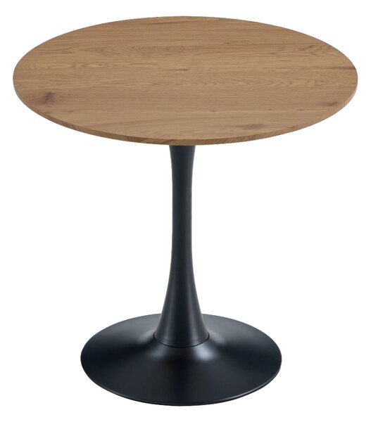 KONDELA Jedilna miza, hrast/črna, premer 80 cm, REVENTON NOVO