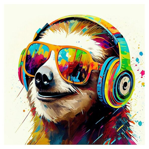 ProArt Young Living Slika na platnu (Animals with Headphonse - Sloth, Š x V: 30 x 30 cm)