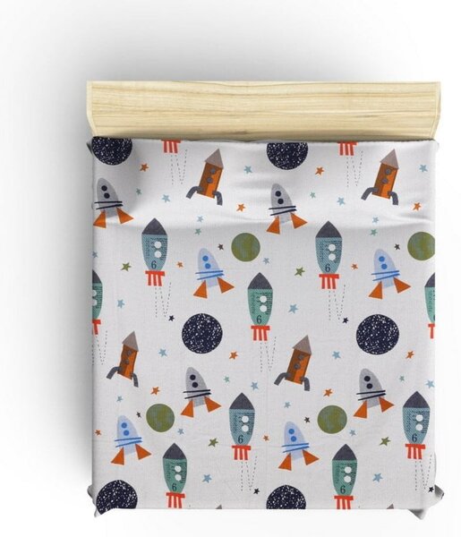 Belo bombažno otroško pregrinjalo 140x200 cm Spacex – Mijolnir