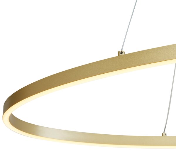 Dizajnerska viseča svetilka medenina 120 cm vklj. LED 3-stopenjsko zatemnjevanje - Ovallo