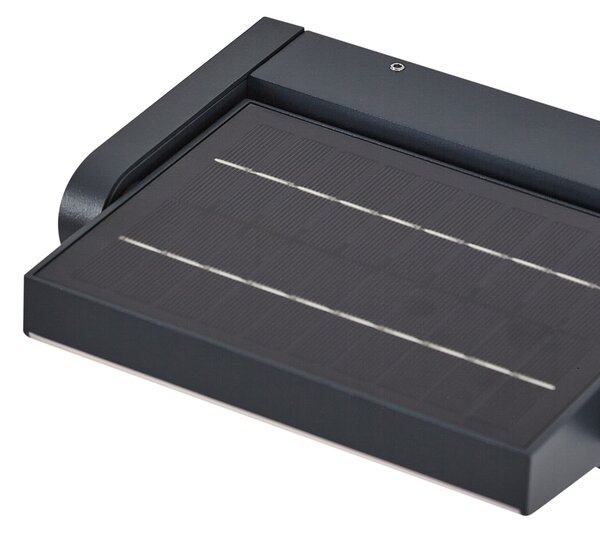 Zunanja stenska svetilka črna vklj. LED IP54 s senzorjem gibanja Solar - Judge