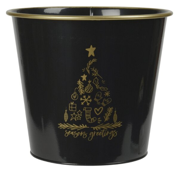 Božični cvetlični lonček SEASONS GREETINGS 30 cm, črna / zlata