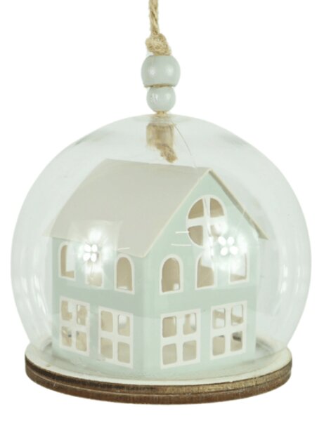 Božični okrasek TINNY HOUSE 8 cm, svetlo zelena